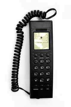 黑色的线电话