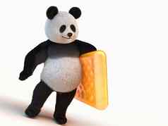 毛茸茸的模糊毛茸茸的柔和的渲染熊猫字符