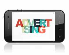 市场营销概念智能手机广告显示