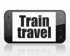 旅游概念智能手机火车旅行显示