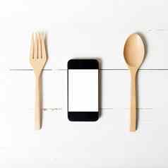 勺子聪明的电话概念吃社会