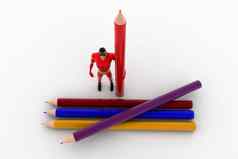 超级英雄色彩鲜艳的铅笔概念