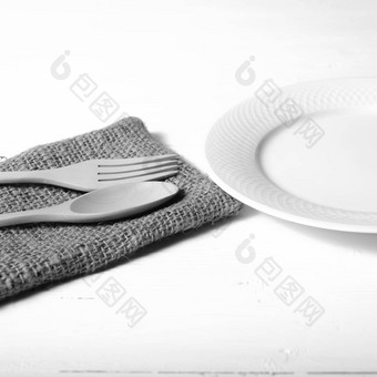 木勺子叉菜黑色的白色语气颜色风格