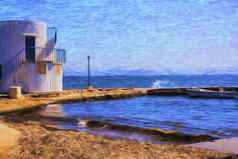 视图传统的钓鱼村empoureio米洛斯岛岛希腊