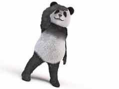 中文快乐的字符熊猫毛茸茸的泰迪