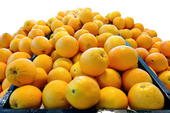肚脐橙色集团水果。孤立的白色背景