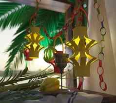 符号犹太人假期住棚节棕榈叶子玻璃酒插图