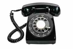 古董黑色的旋转刻度盘电话