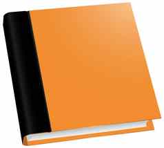 插图经典橙色书前面视图孤立的白色背景