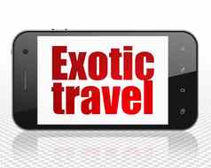 旅行概念智能手机异国情调的旅行显示