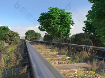 铁路跟踪穿越农村景观旅行概念