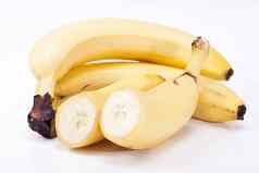 集团新鲜的水果黄色的香蕉白色背景