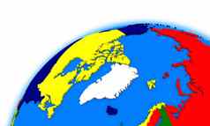 北极北极地地区全球政治地图