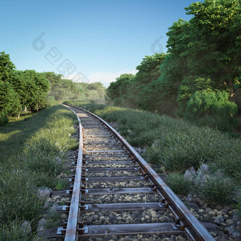 铁路跟踪穿越农村景观旅行概念
