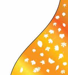 插图秋天叶轮廓背景橙色壁纸设计