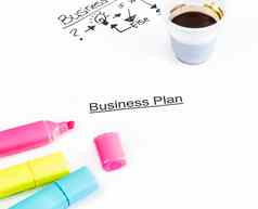 业务计划单词笔用杯咖啡业务概念
