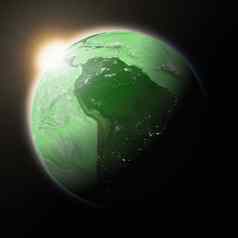 太阳南美国绿色地球地球