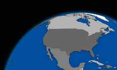 北美国地球地球政治地图