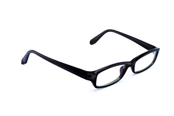 黑色的眼镜改善视力孤立的白色背景