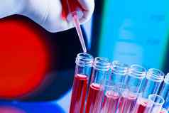测试管吸管红色的液体实验室