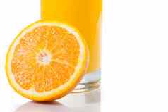 细节完整的玻璃橙色汁一半橙色空间文本