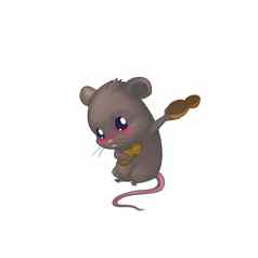 插图害羞的鼠标持有花生神奇的卡通风格字符设计
