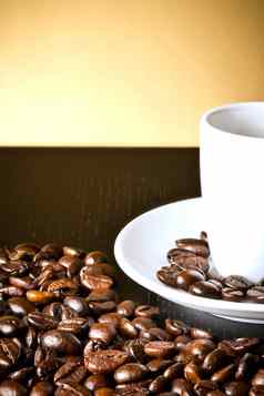 白色杯咖啡咖啡豆子