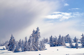 冬天景观阳光明媚的一天巨大的山