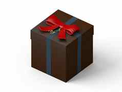 黑暗棕色（的）礼物盒子红色的丝带弓