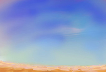 插图沙漠视图结合白色云蓝色的天<strong>空转</strong>移沙子奇怪的石头柱子神奇的现实的卡通风格壁纸背景场景设计