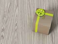 黑暗棕色（的）礼物盒子绿色丝带弓