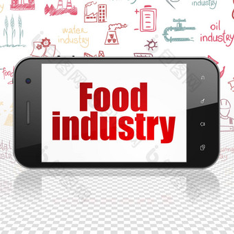 行业概念智能手机食物行业显示