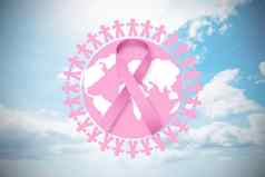 复合图像粉红色的地球乳房癌症