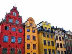 色彩斑斓的房子斯德哥尔摩小镇城市