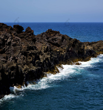 人石头火山西班牙水海岸