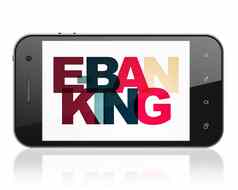 银行概念智能手机电子银行显示
