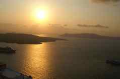 日落希腊岛圣托里尼岛