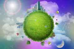绿色全球城市树