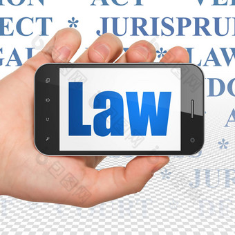 法律概念手持有智能手机法律显示