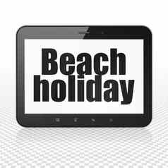 旅游概念平板电脑电脑海滩假期显示