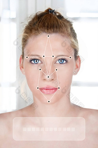 年轻的女人美肖像脸检测