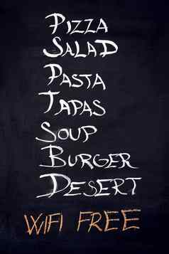 餐厅广告黑板上食物喝列表