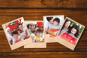 复合图像可爱的家庭给礼物圣诞节