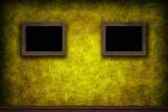 木帧黄色的复古的难看的东西墙