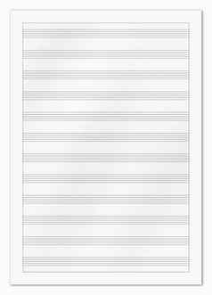 空白音乐纸孤立的白色