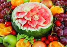西瓜水果雕刻花形状水果