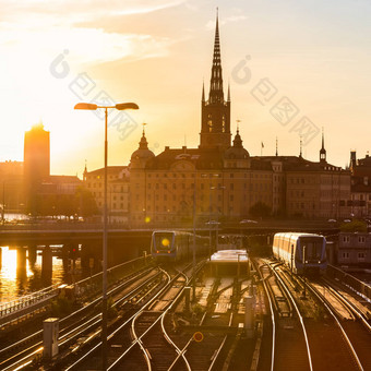 铁路跟踪火车斯德哥尔摩瑞典