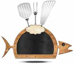 黑板上鱼形状的鱼菜单