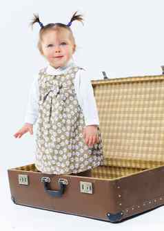 可爱的婴儿女孩时尚装手提箱