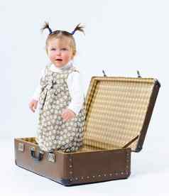 可爱的婴儿女孩时尚装手提箱